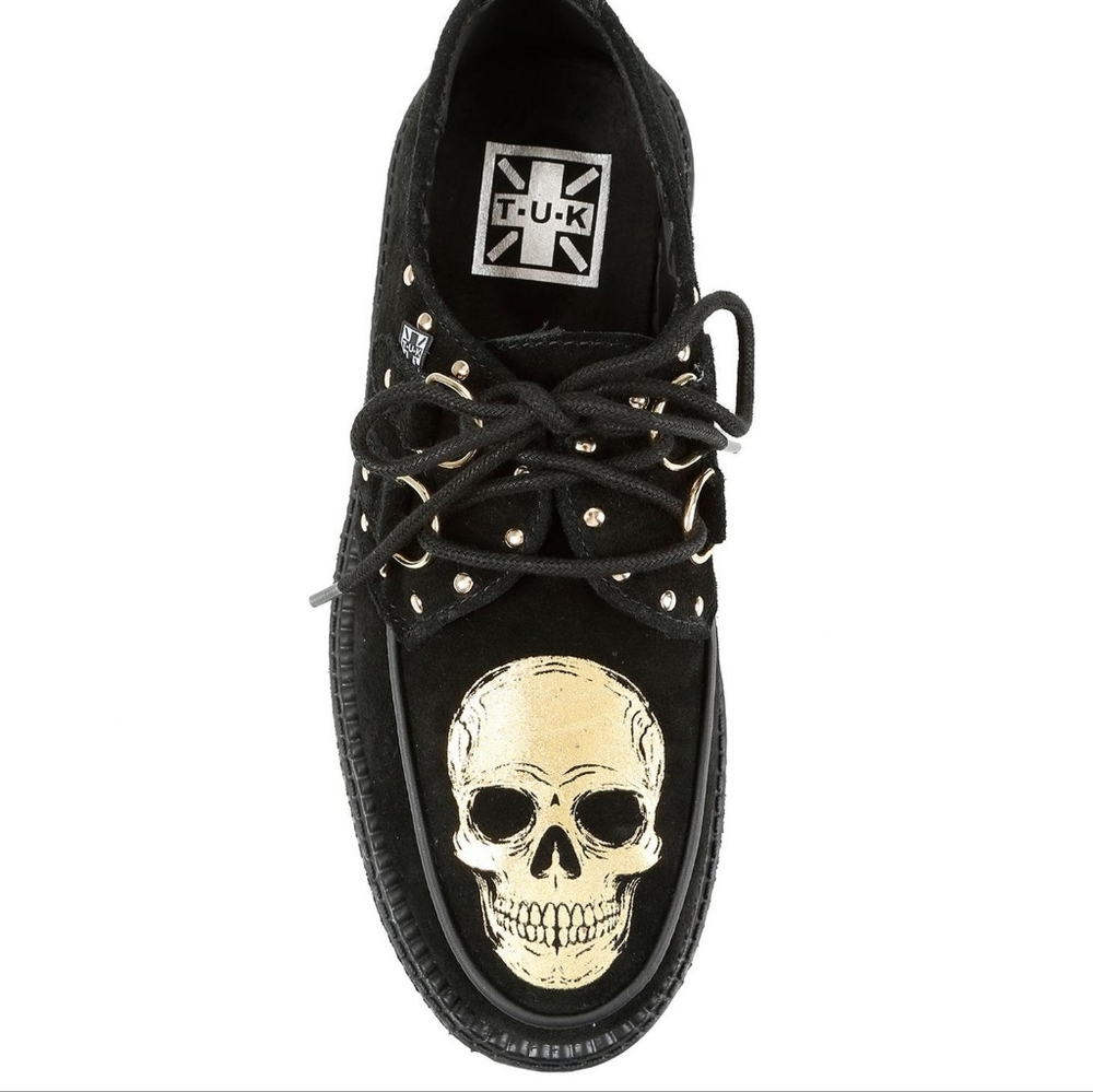 T.U.K Gold skull Creepers, sz 6 mens 4